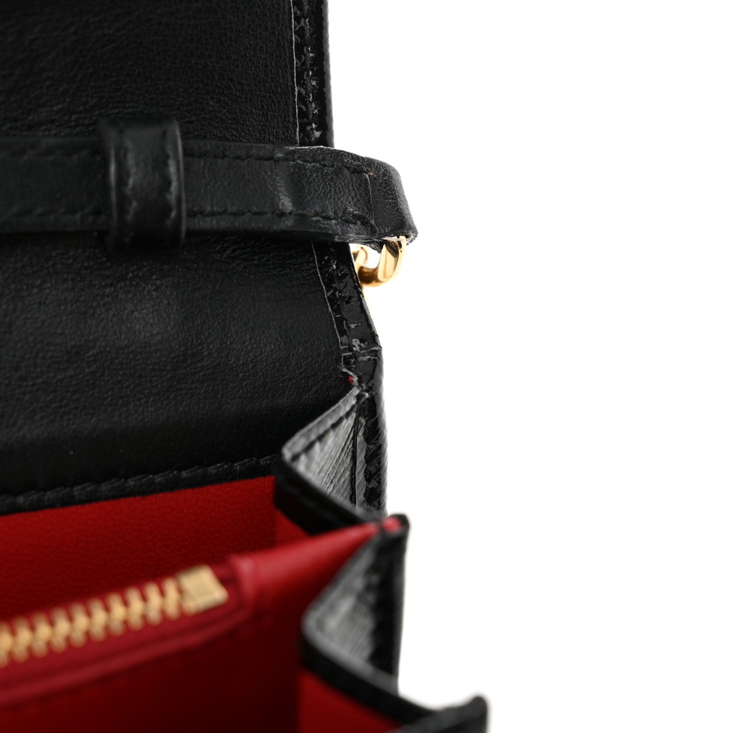 Prada Saffiano Vernice Metal Triangle Chain Crossbody Bag Black 11 of 12