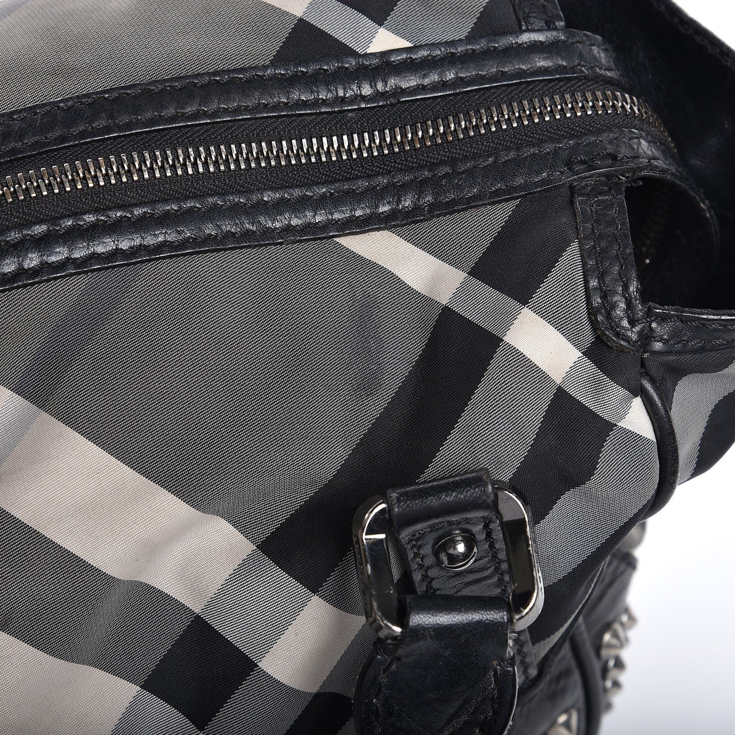 Burberry Nylon Beat Check Studded Medium Edenham Satchel Black 13 of 17