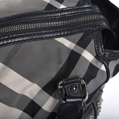 Burberry Nylon Beat Check Studded Medium Edenham Satchel Black 13 of 17