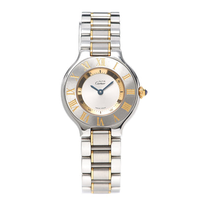 Cartier Stainless Steel 18K Yellow Gold 28mm Must De 21 Quartz Watch 1 of 6