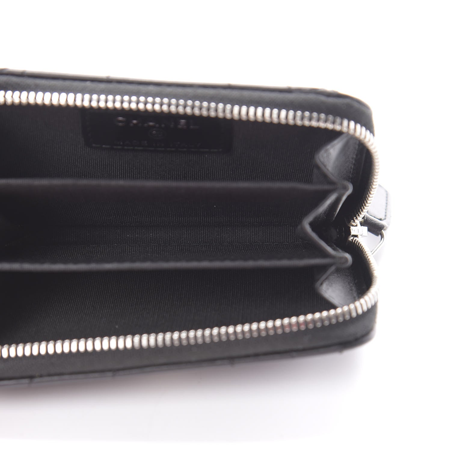 Chanel Lambskin Camellia Embossed Studded Zip Coin Purse Black 6 of 7