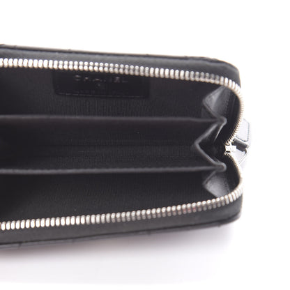 Chanel Lambskin Camellia Embossed Studded Zip Coin Purse Black 6 of 7