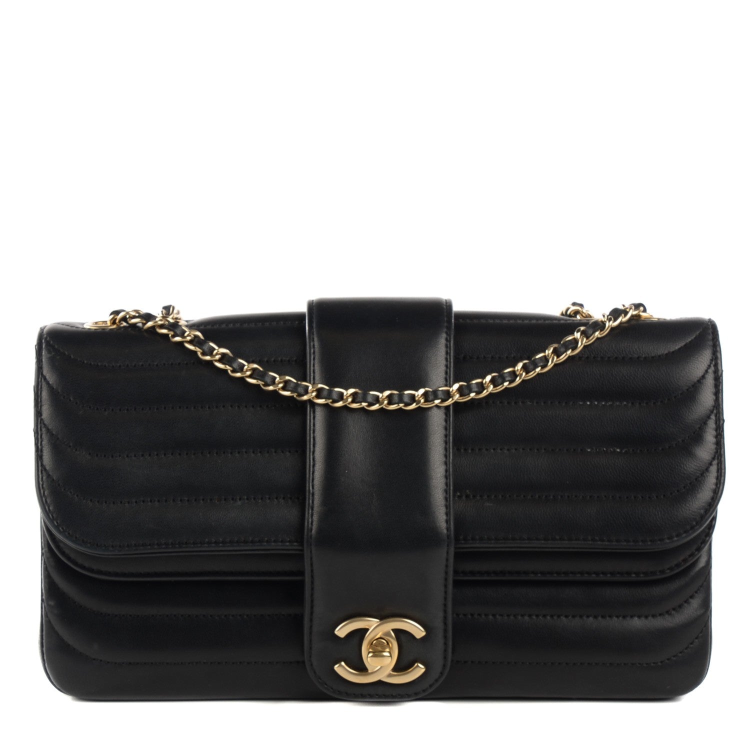 Chanel Lambskin Horizontal Quilted Medium Double Flap Black 1 of 8