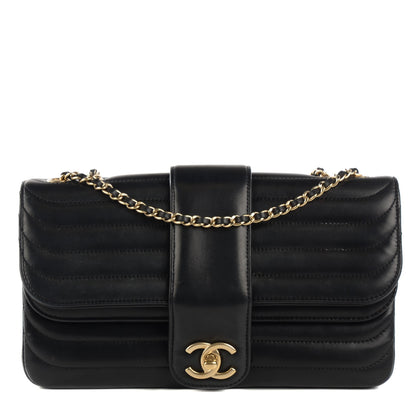 Chanel Lambskin Horizontal Quilted Medium Double Flap Black 1 of 8