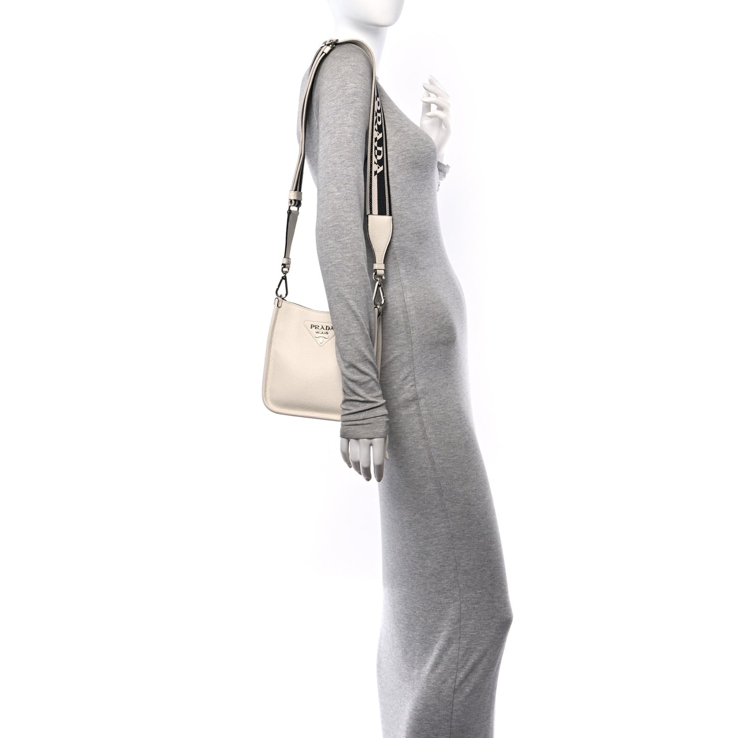 Vitello Daino Soft Mini Hobo Messenger Bag White