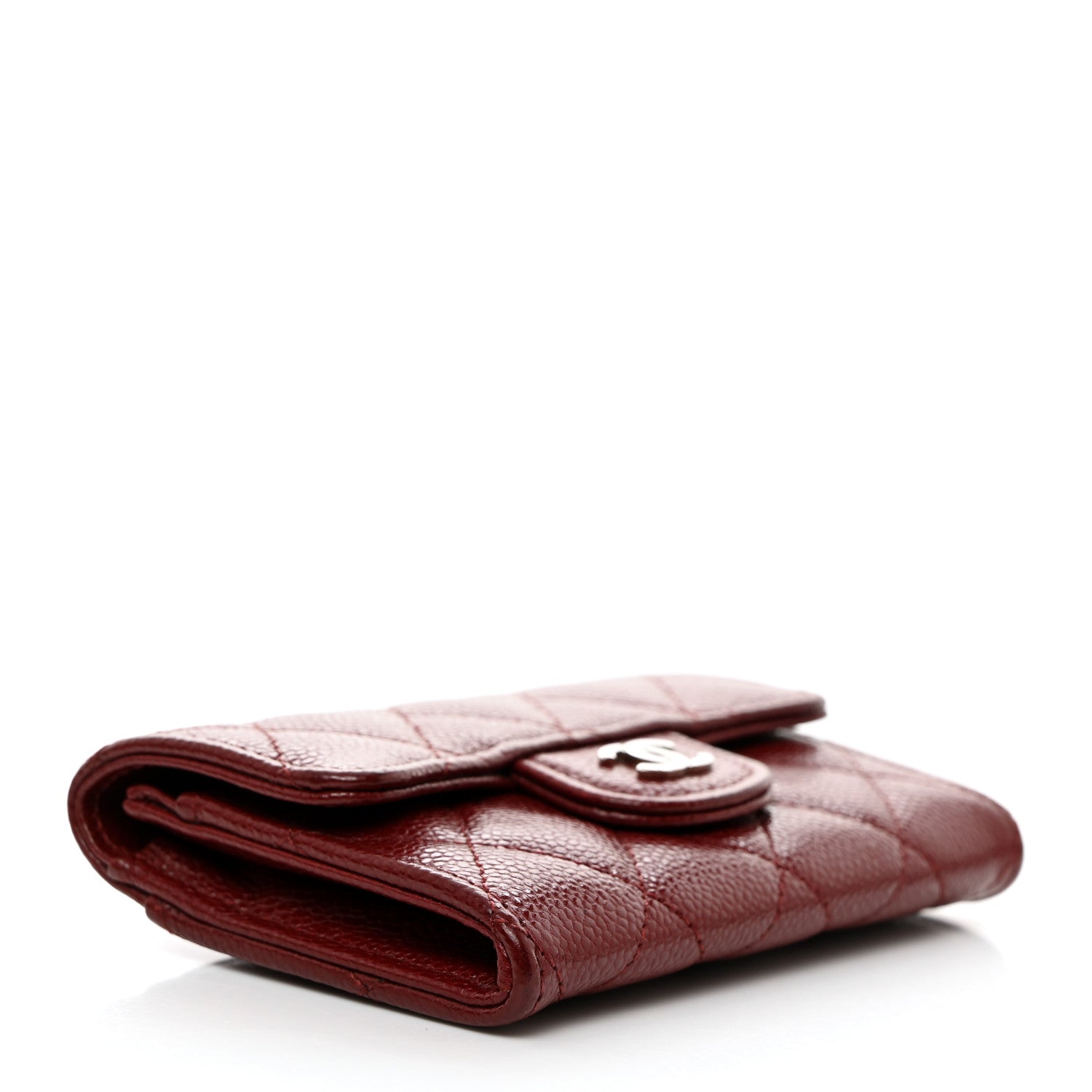 Chanel Iridescent Caviar Quilted Flap Card Holder Wallet Burgundy 4 of 9