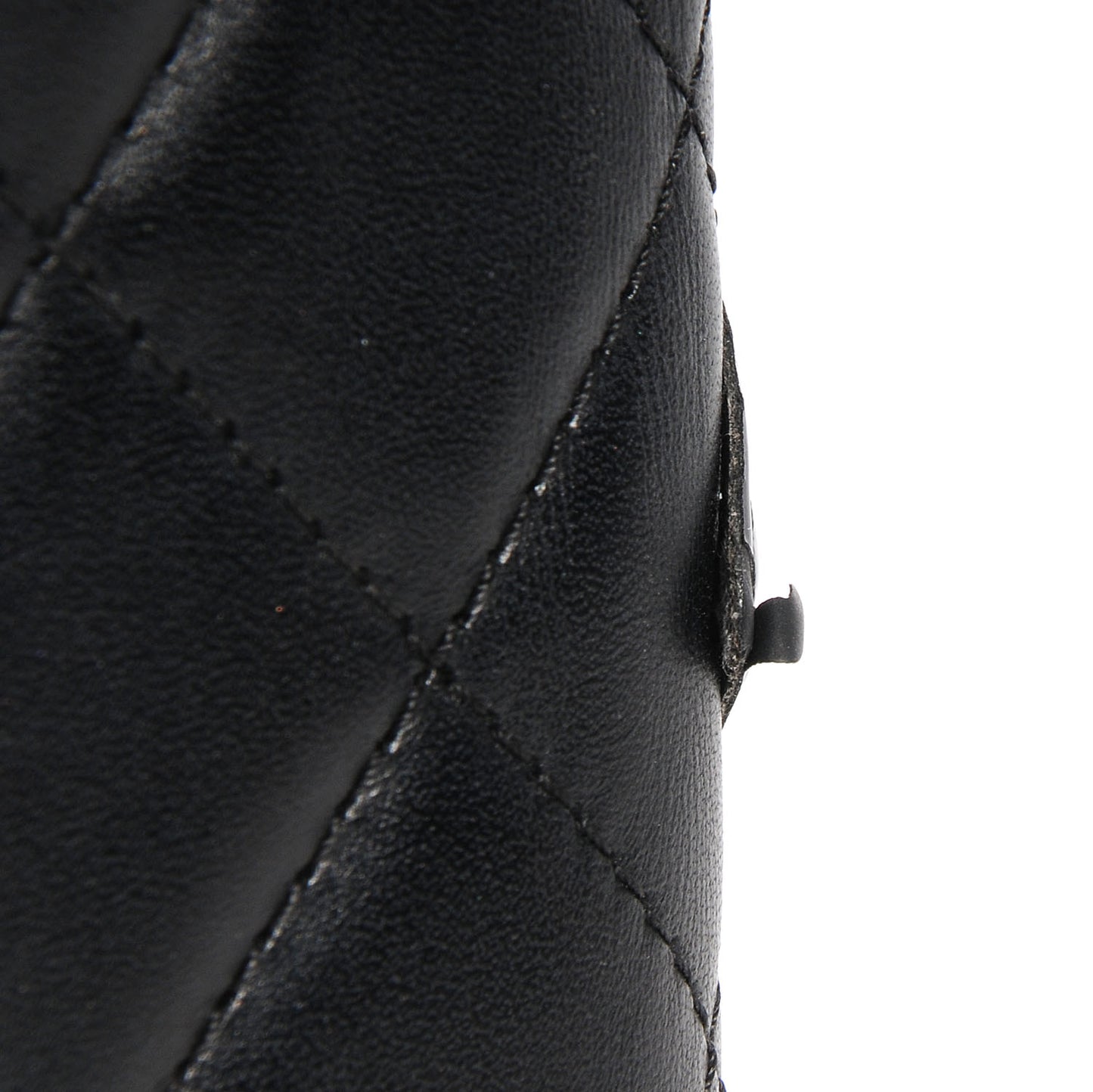 Calfskin Cambon Quilted Yen Wallet Black