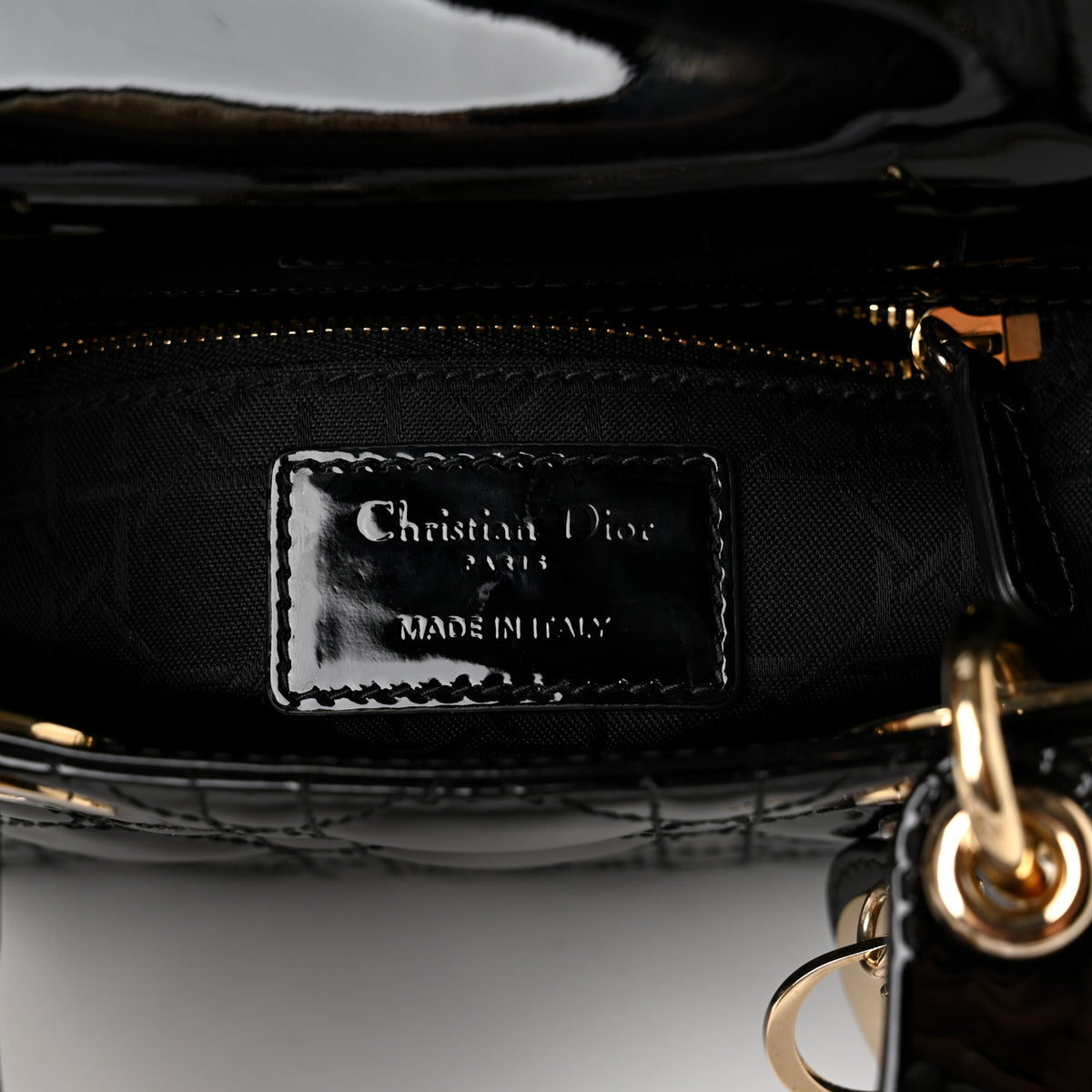 Patent Cannage Mini Lady Dior Black