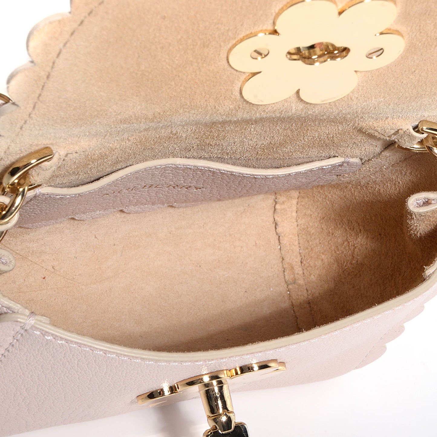 Soft Matte Pebbled Flower Lock Crossbody Bag Beige