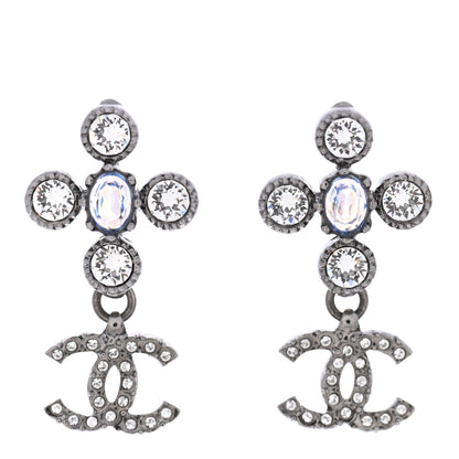 Chanel Ruthenium Crystal CC Drop Earrings 1 of 4