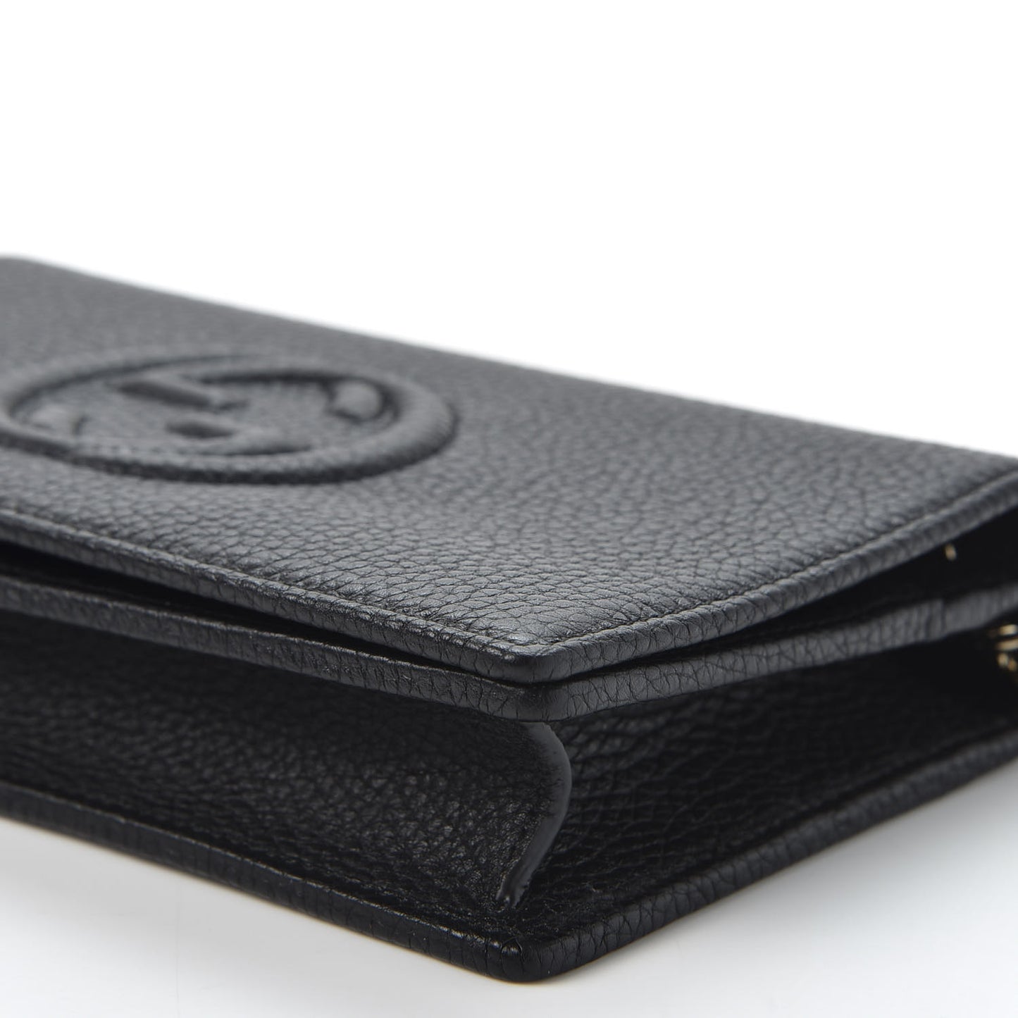 Pebbled Calfskin Soho Wallet on Chain Black