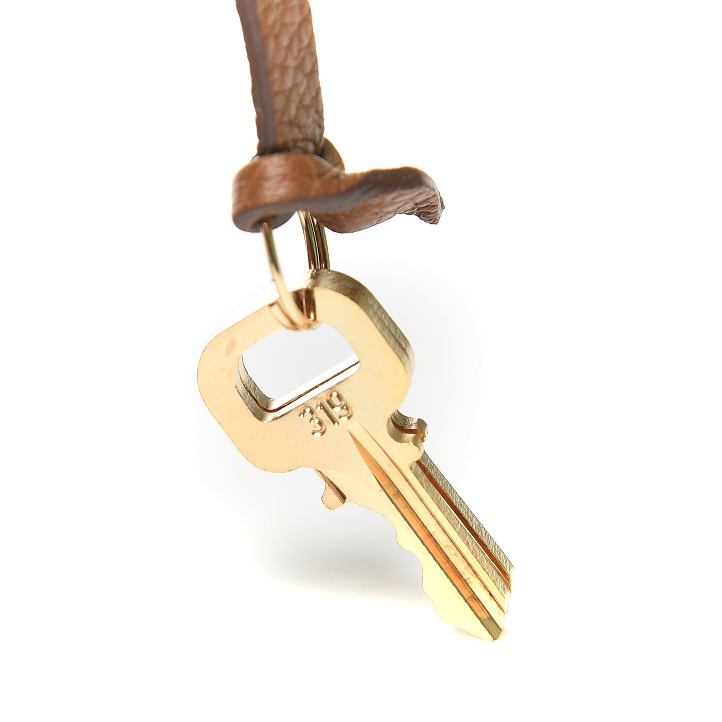 Calfskin Clochette Key Bell Holder and Keys Set #319 Havane