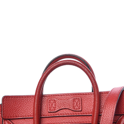 Celine Drummed Calfskin Nano Luggage Coquelicot 12 of 12