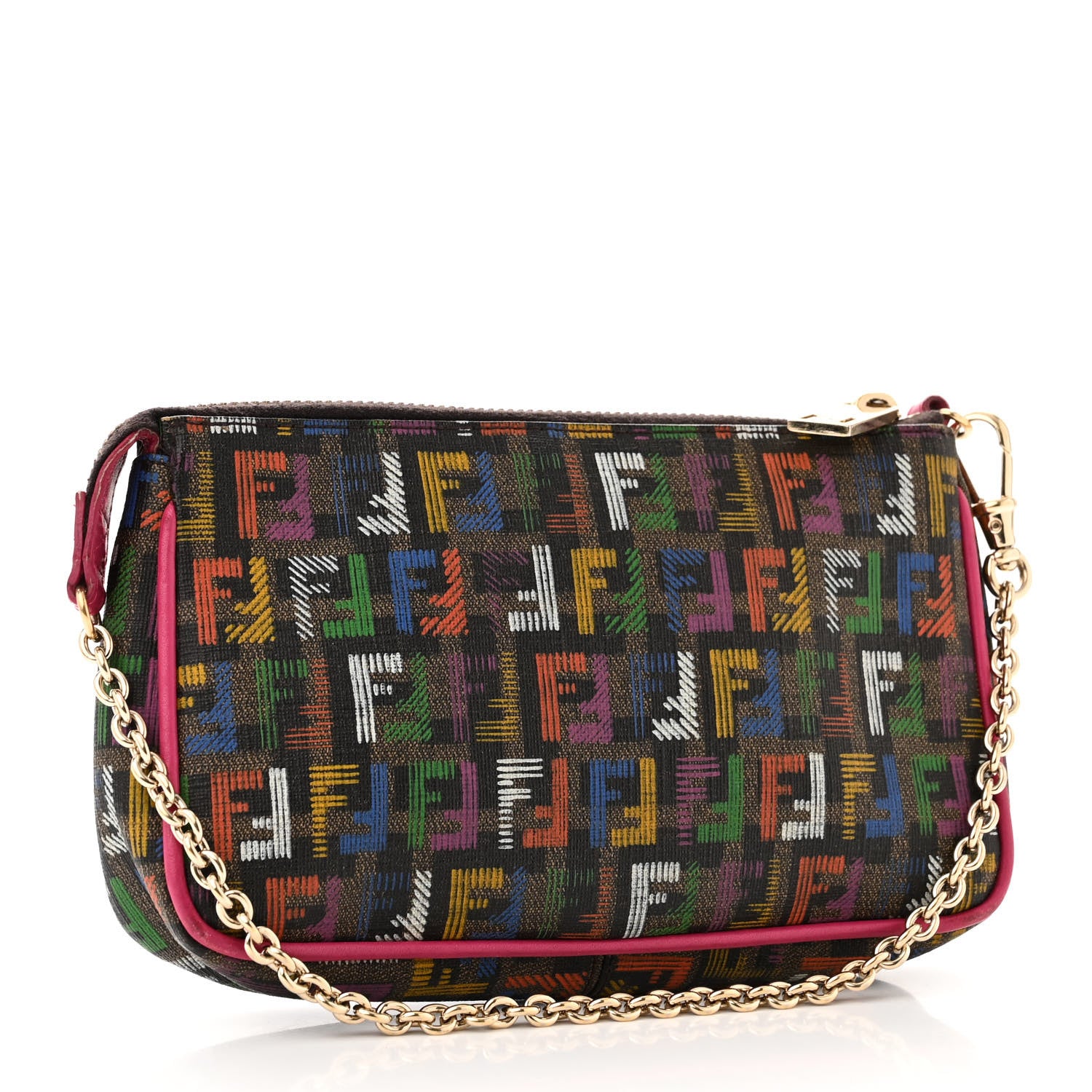 Fendi Zucchino Spalmati FF Multicolor Pochette Tobacco Multicolor Fuchsia 2 of 12