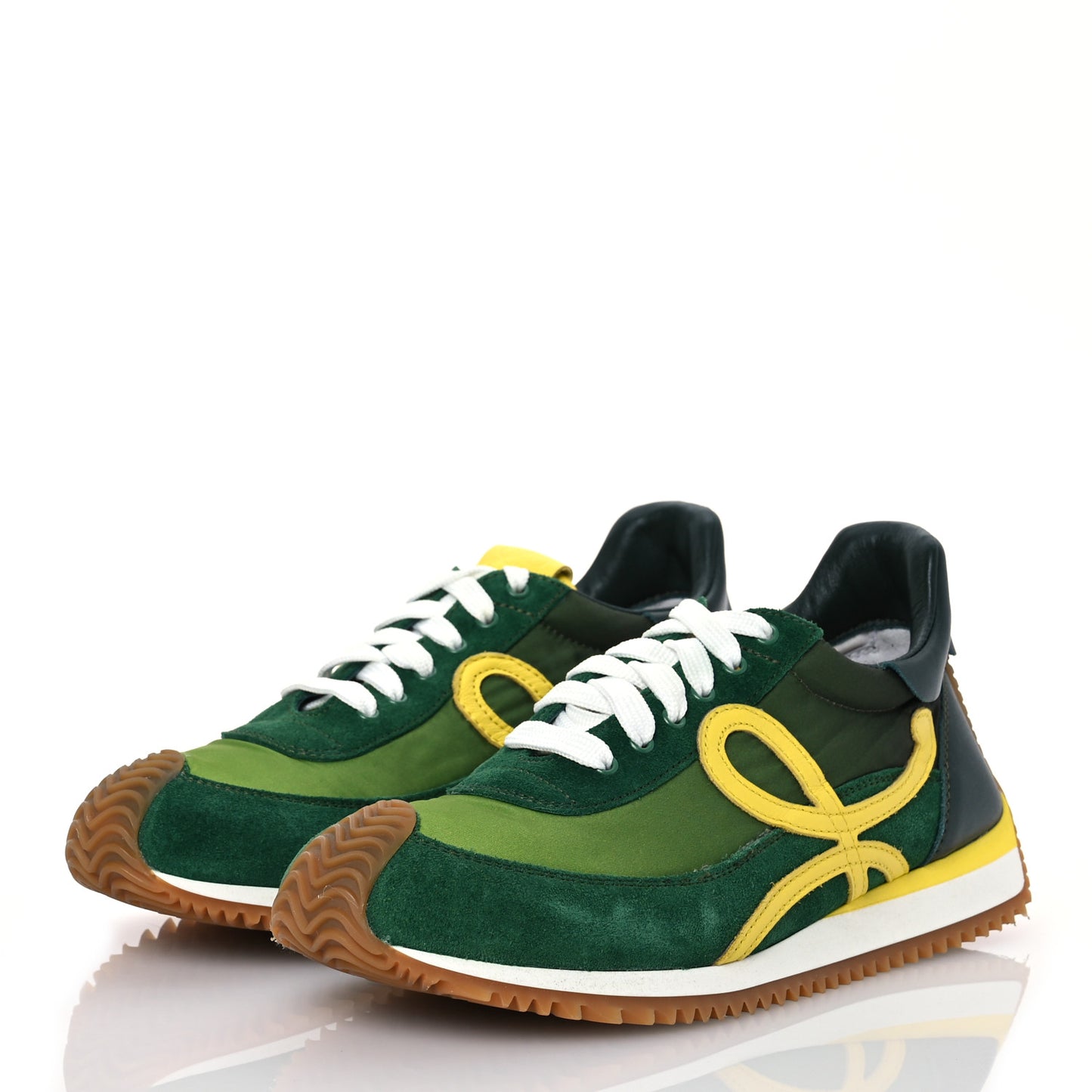 Nylon Suede Flow Runner Sneakers 37 Green Multicolor