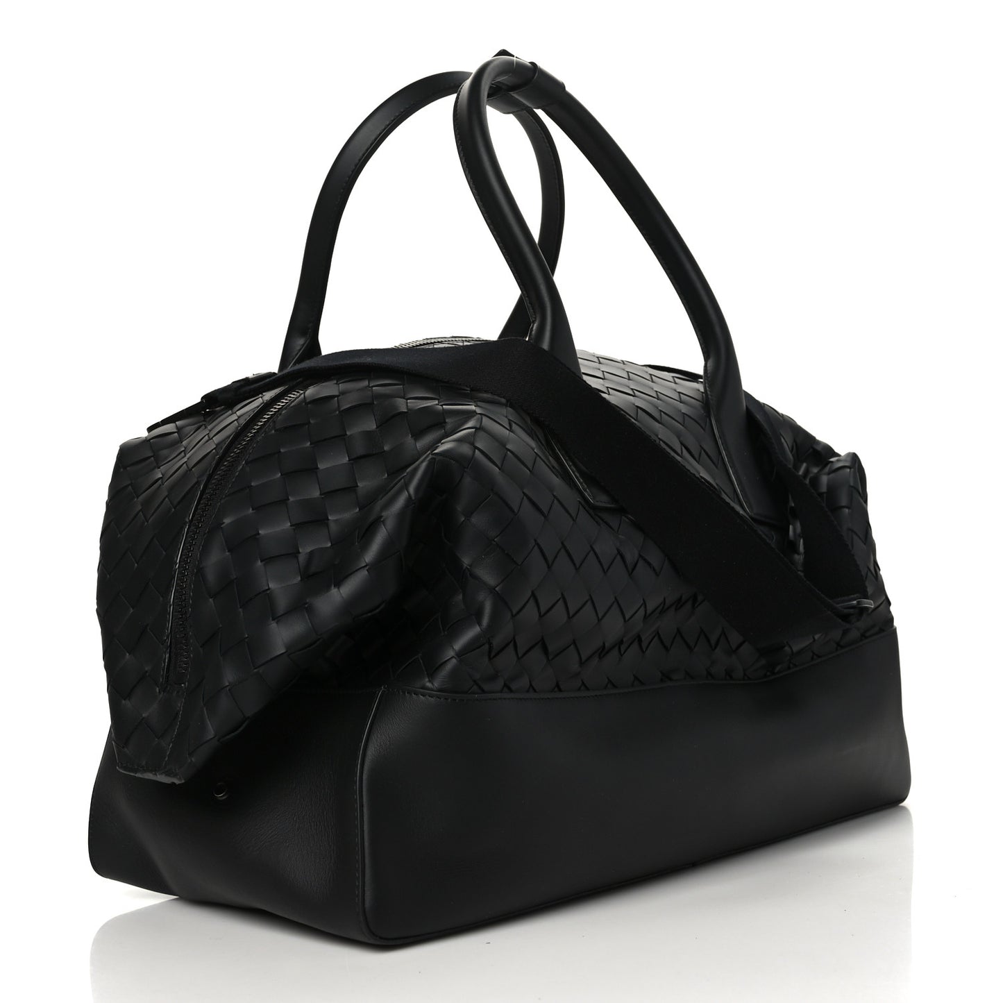 Nappa Intrecciato Travel Duffel Bag Black