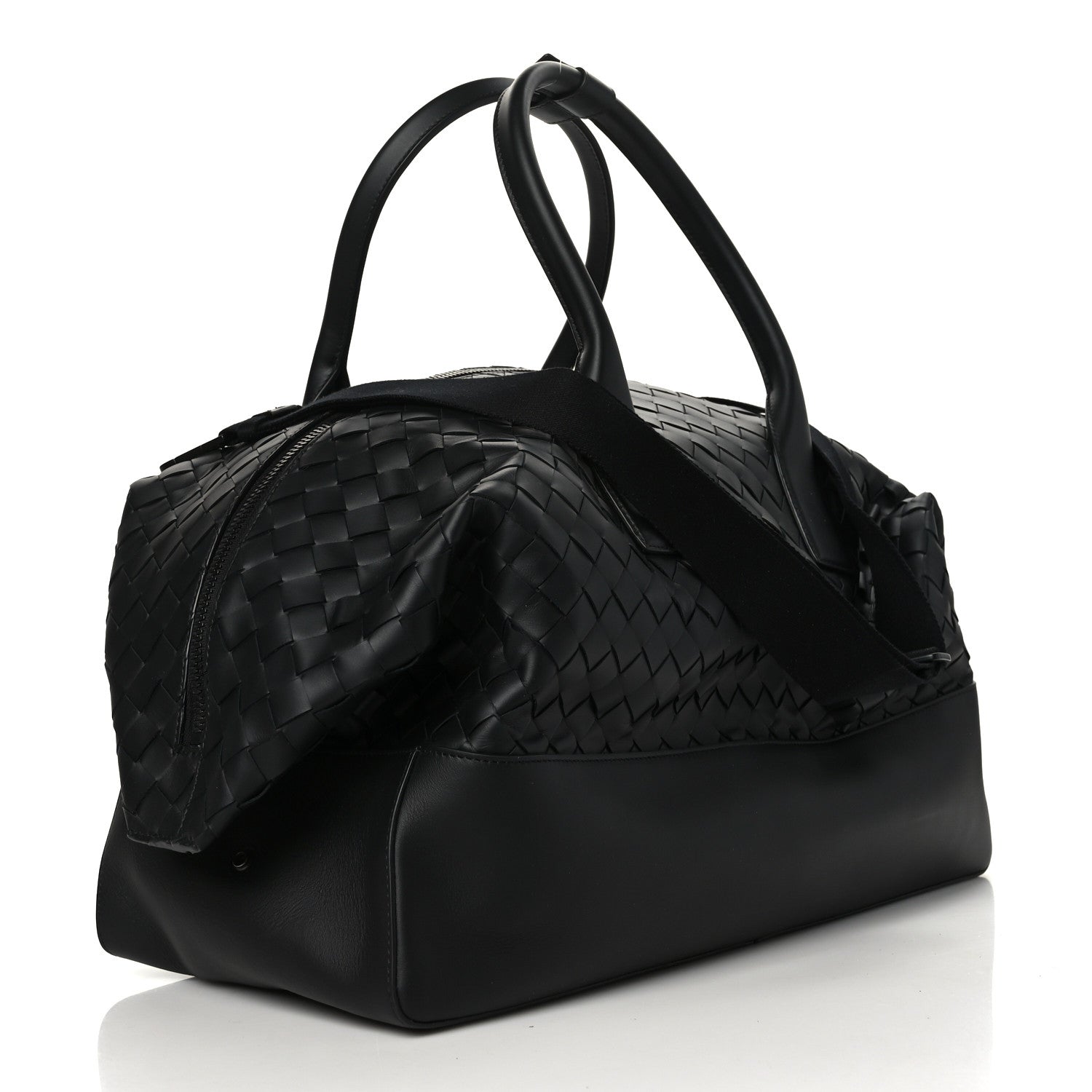 Bottega Veneta Nappa Intrecciato Travel Duffel Bag Black 2 of 9