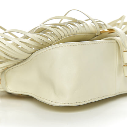 Chloe Shiny Small Grain Calfskin Mini Marcie Multi Fringe Satchel Natural White 10 of 12