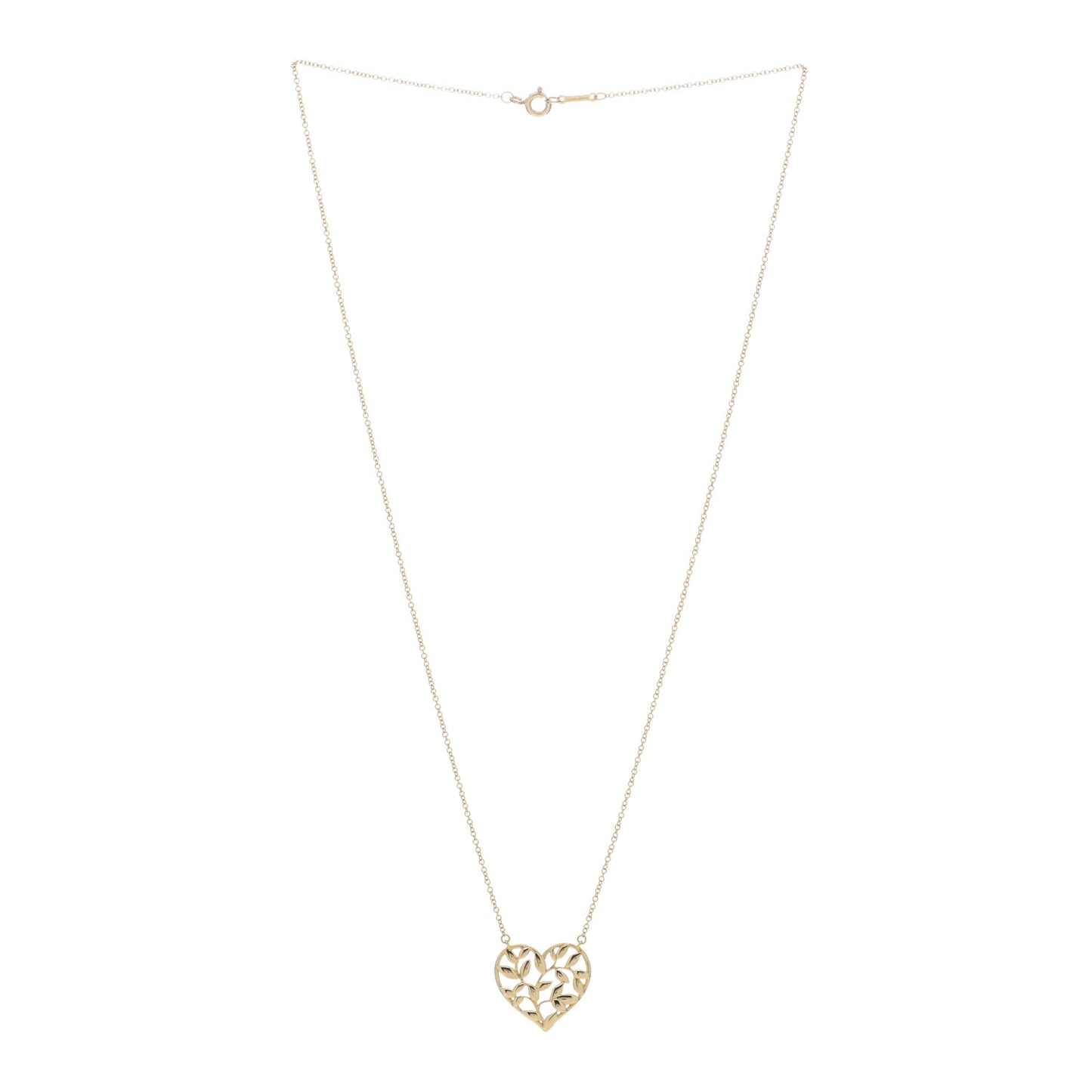 18K Yellow Gold Paloma Picasso Olive Leaf Heart Pendant Necklace