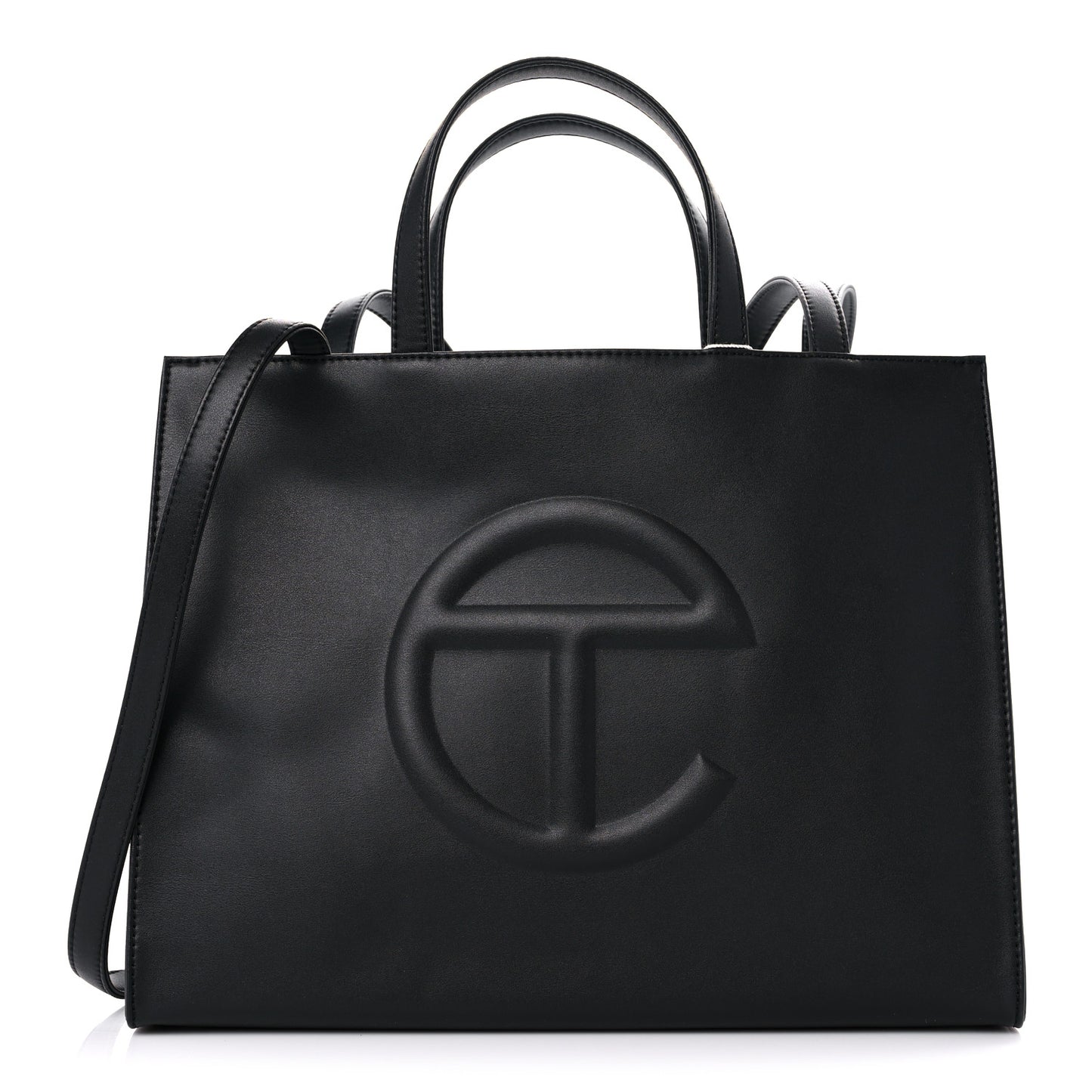 Vegan Leather Medium Shopping Bag Black