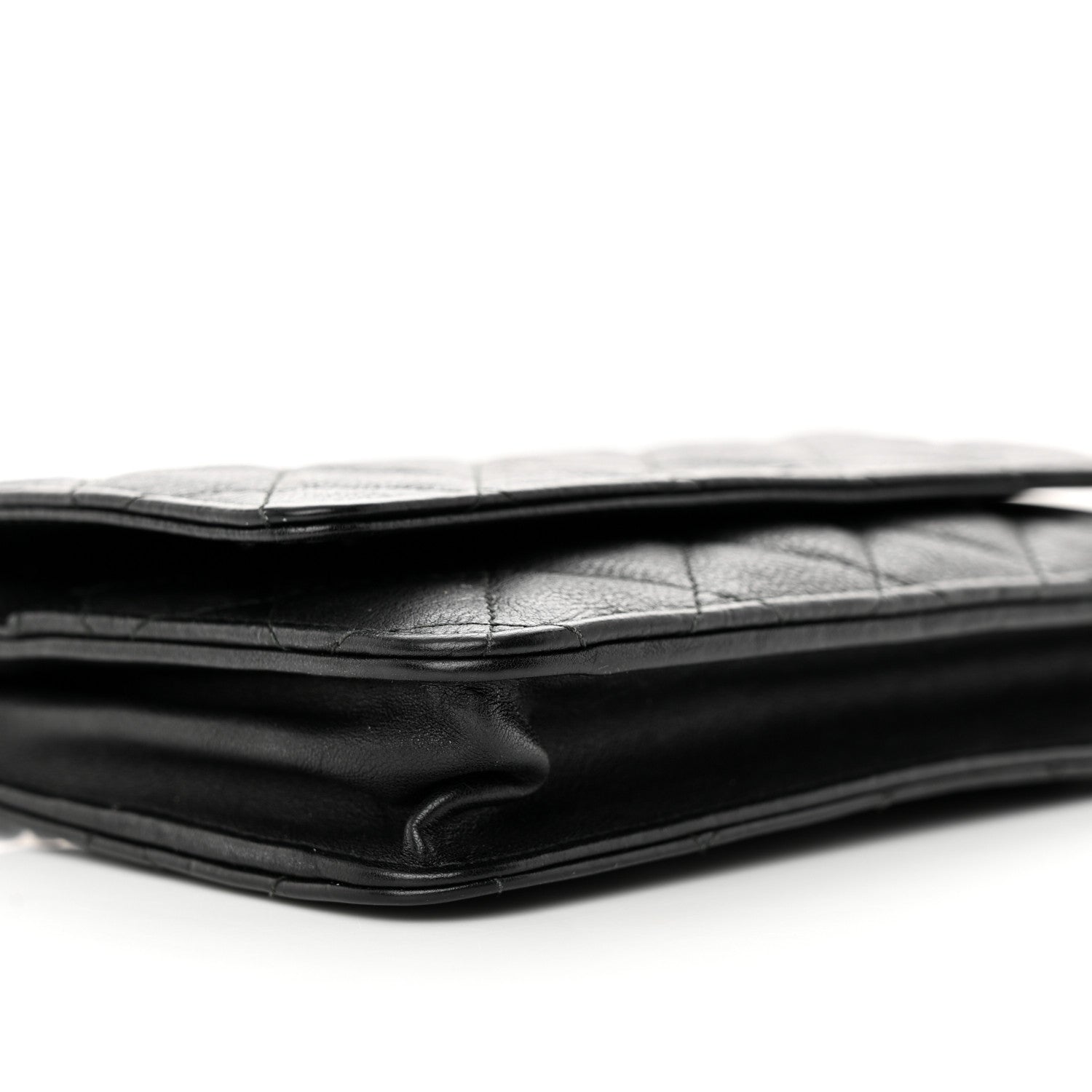 Chanel Crumpled Calfskin Quilted Wallet On Chain WOC So Black 10 of 17