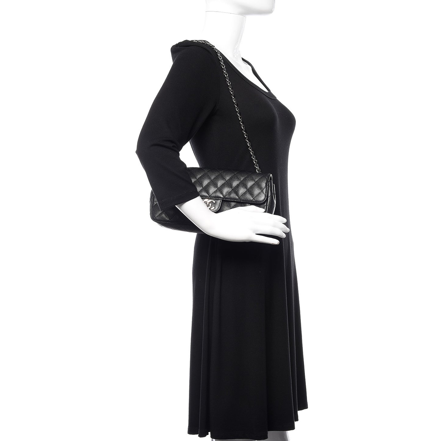 Caviar Quilted East West Flap Black