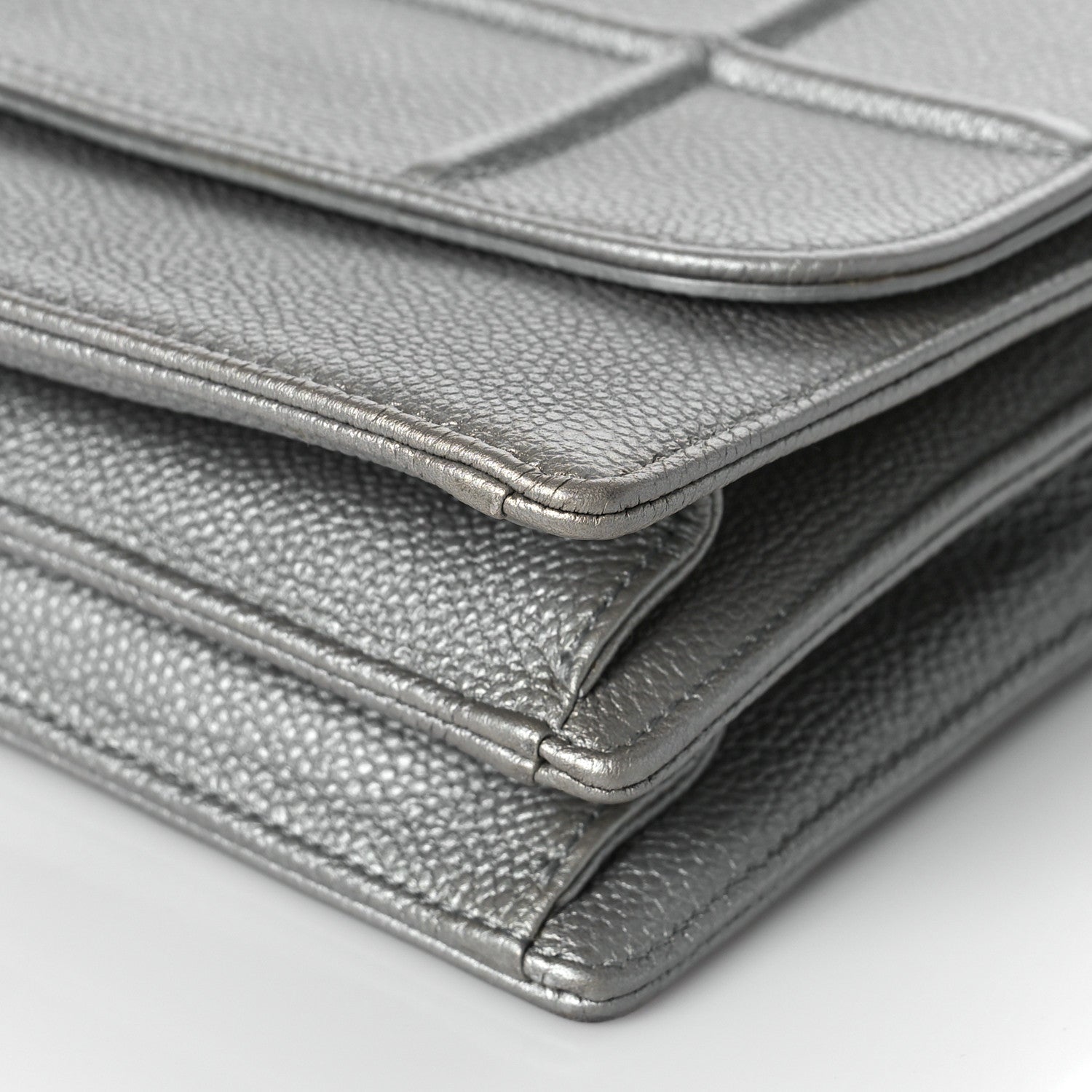 Christian Dior Metallic Grained Calfskin Diorama Satchel Silver 8 of 12