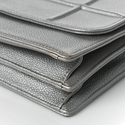 Christian Dior Metallic Grained Calfskin Diorama Satchel Silver 8 of 12