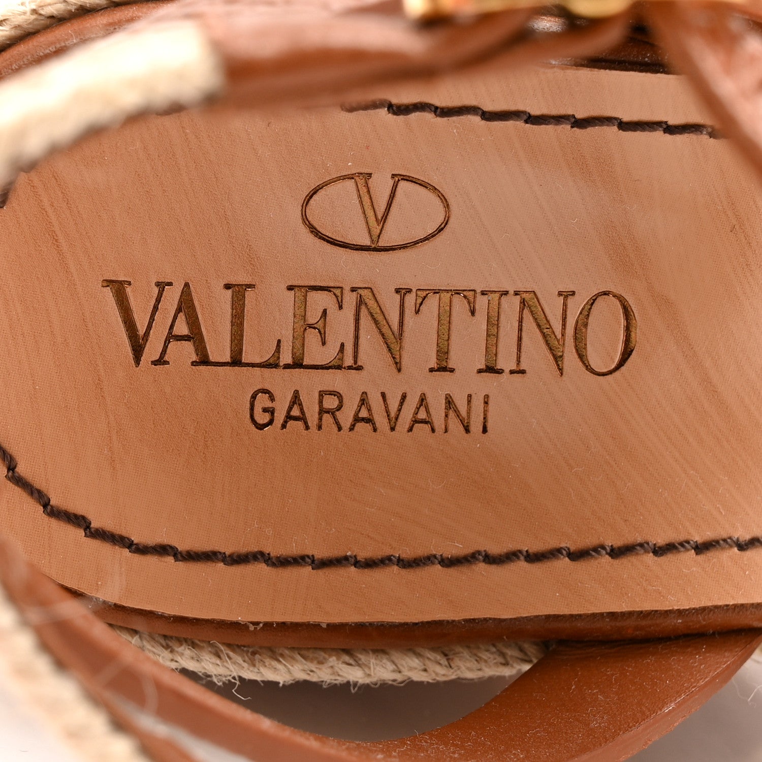 Valentino Garavani Grained Calfskin Roman Stud Espadrille Wedge Ankle Wrap Sandals 35.5 Selleria 7 of 13