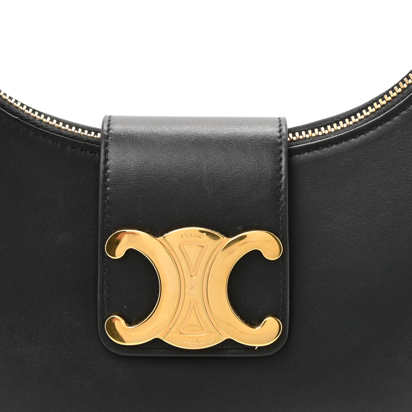 Smooth Calfskin Medium Strap Ava Triomphe Shoulder Bag Black