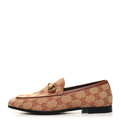 Gucci Canvas GG Monogram Horsebit Womens Jordaan Loafers 35 Beige Ruggine 1 of 8
