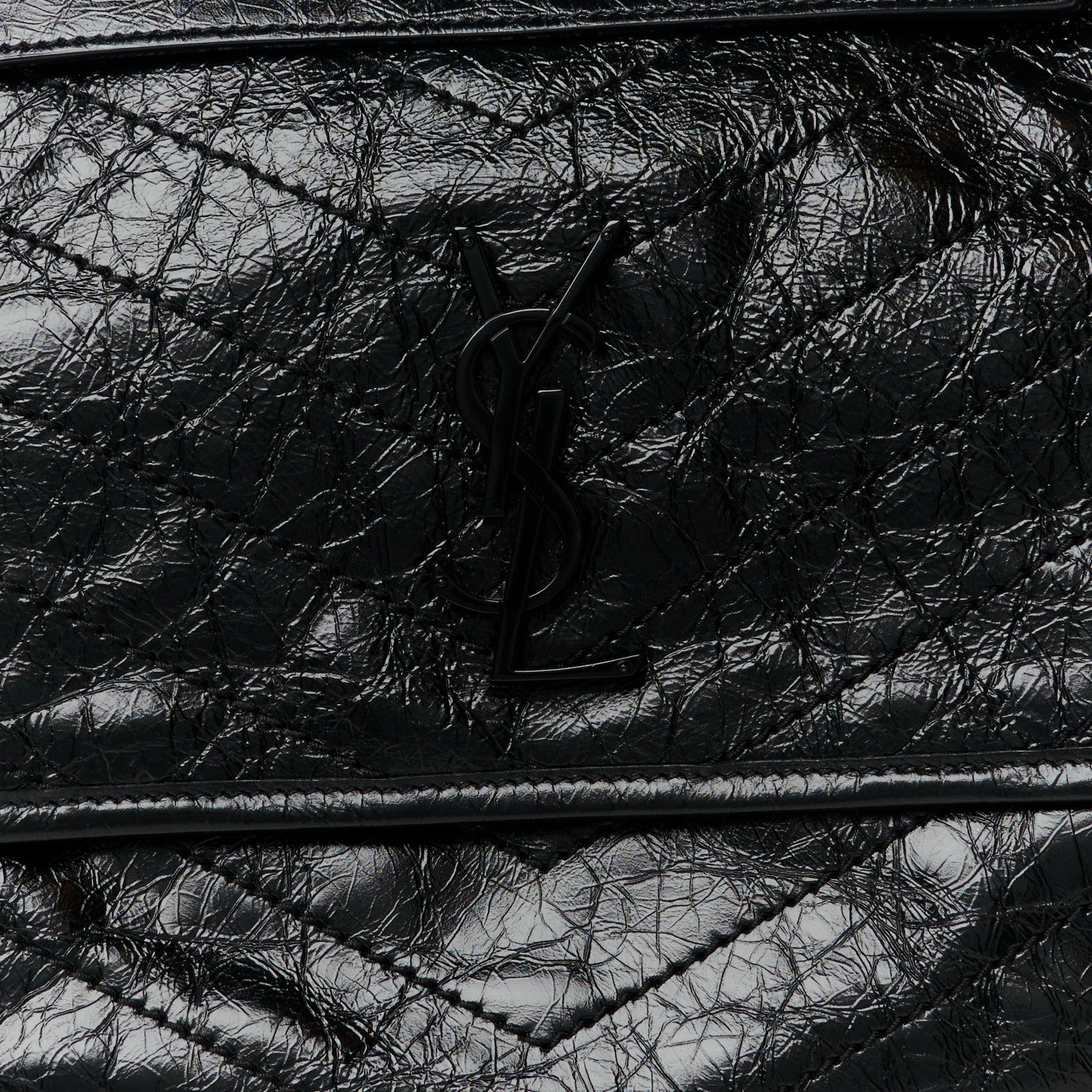 Saint Laurent Crinkled Calfskin Matelasse Monogram Medium Niki Chain Satchel Black 8 of 10