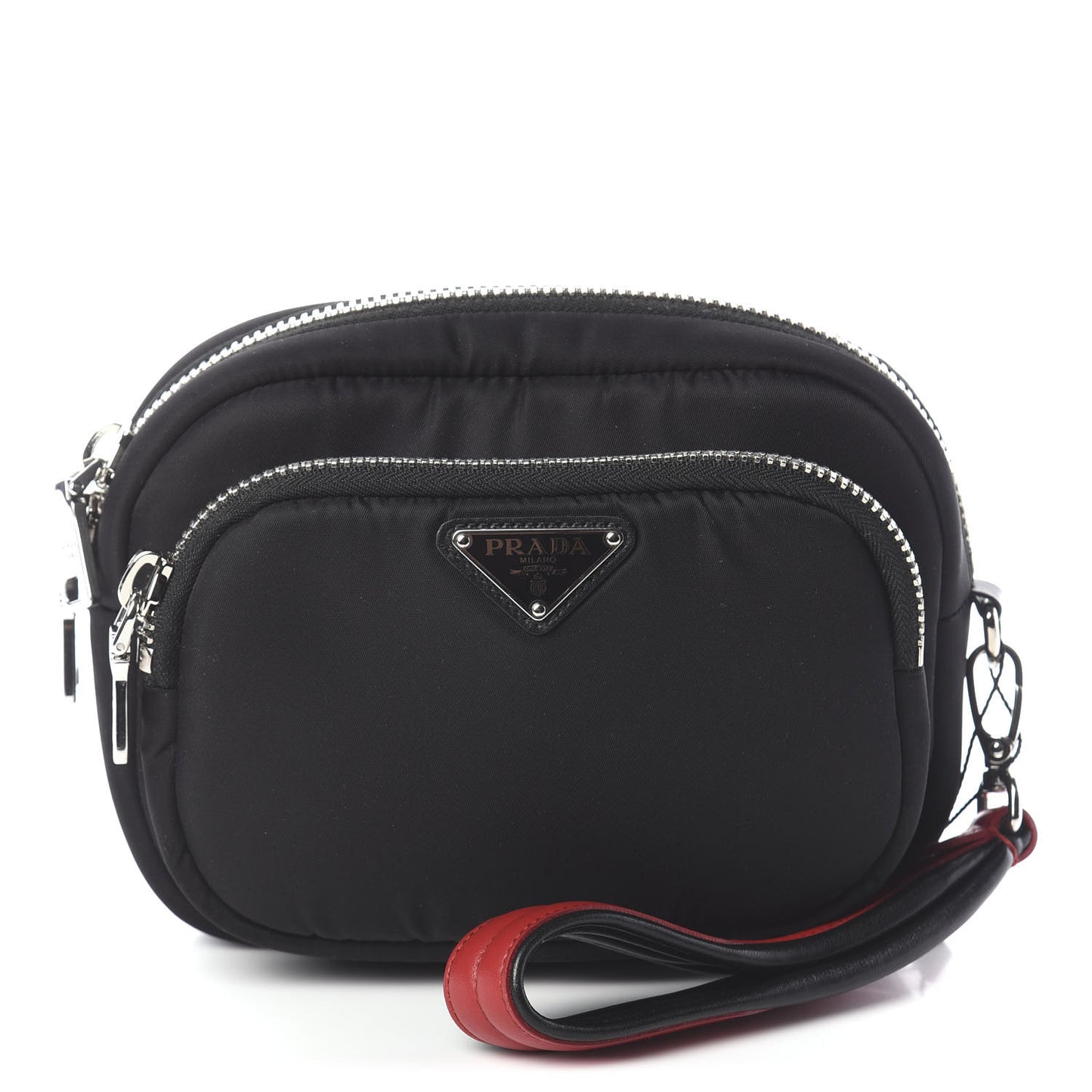Tessuto Nylon Pocket Wristlet Pouch Black Fuoco