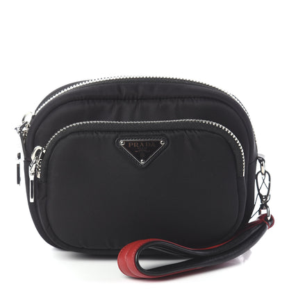 Prada Tessuto Nylon Pocket Wristlet Pouch Black Fuoco 1 of 5