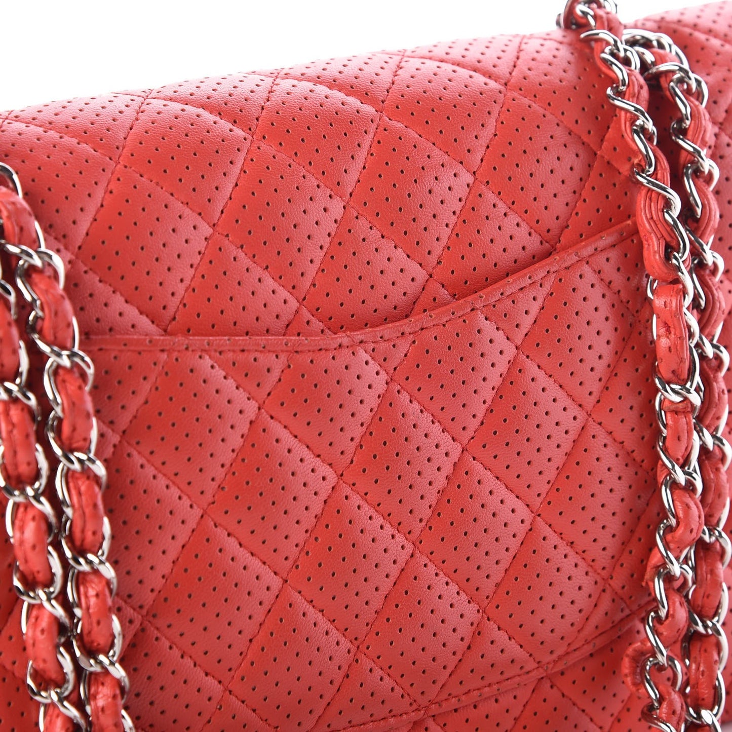 Lambskin Perforated Medium Double Flap Red