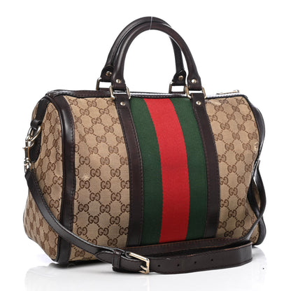 Gucci Monogram Vintage Web Medium Boston Dark Brown 2 of 9
