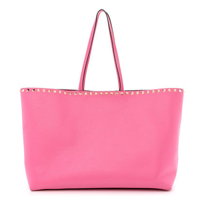 Valentino Garavani Grained Calfskin Rockstud Shoulder Tote Feminine Pink 1 of 9