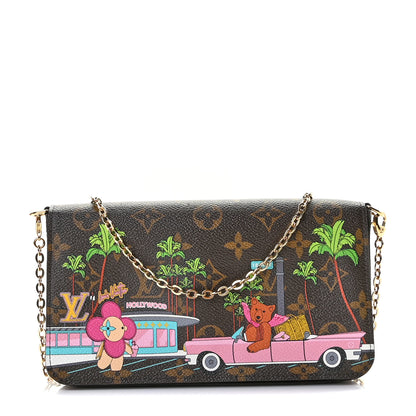 Louis Vuitton Monogram 2021 Christmas Animation Hollywood Pochette Felicie Chain Wallet Fuchsia 1 of 11