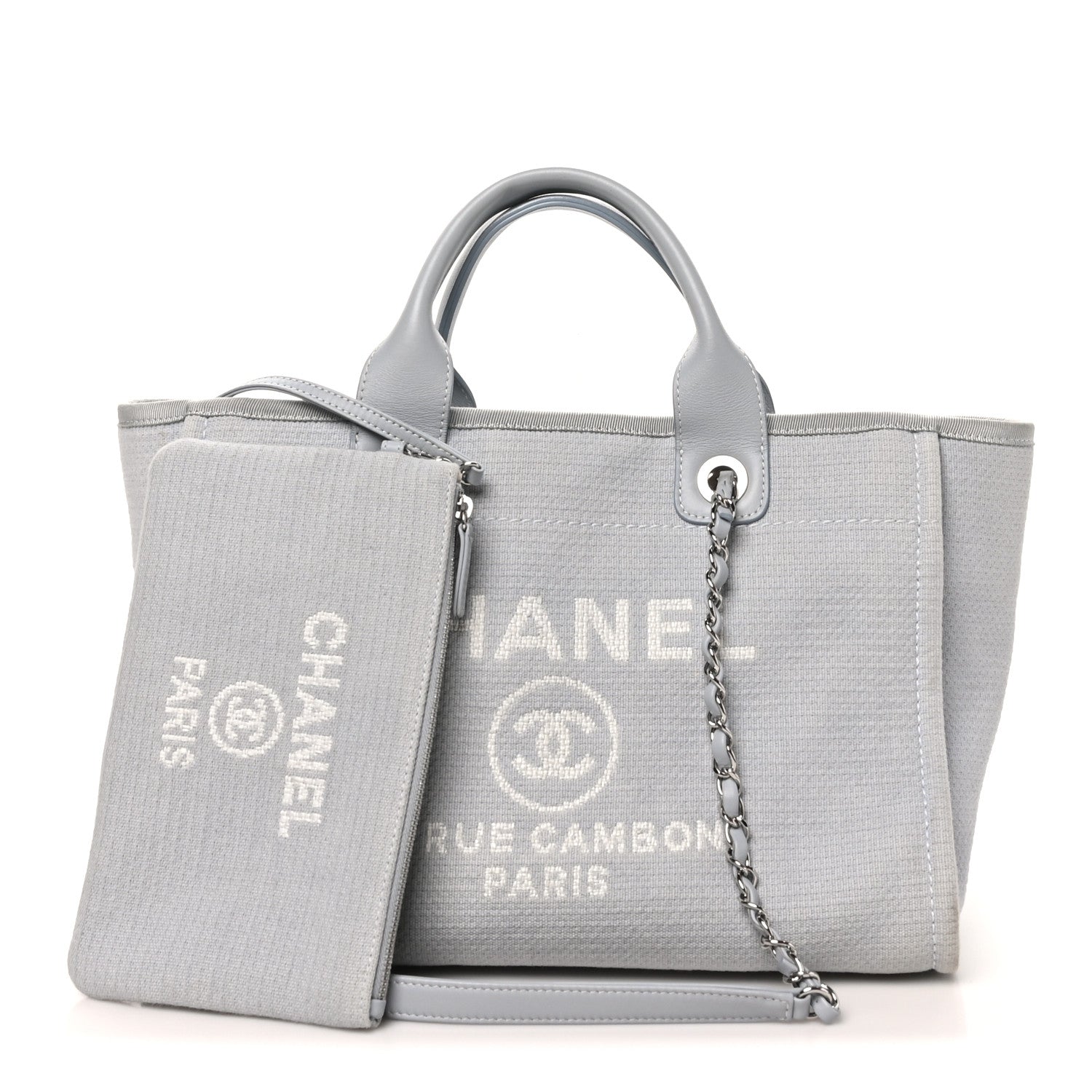 Chanel Mixed Fibers Small Deauville Tote Light Blue 3 of 12