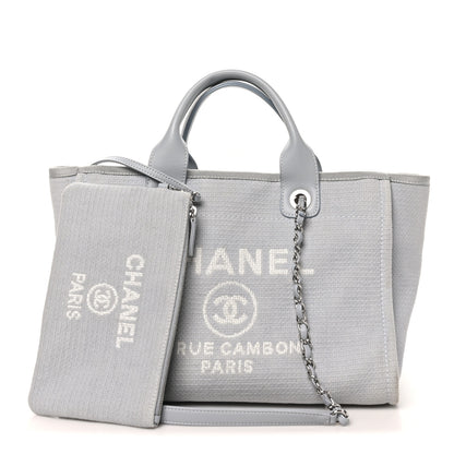 Chanel Mixed Fibers Small Deauville Tote Light Blue 3 of 12