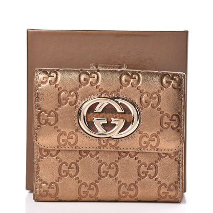 Gucci Metallic Guccissima Interlocking G French Flap Wallet Bronze 8 of 8