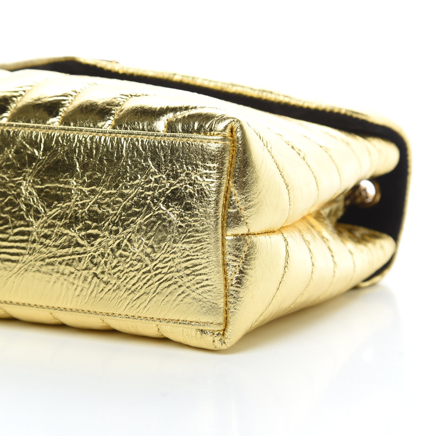 Saint Laurent Metallic Calfskin Y Quilted Small Loulou Monogram Chain Satchel Gold 10 of 11