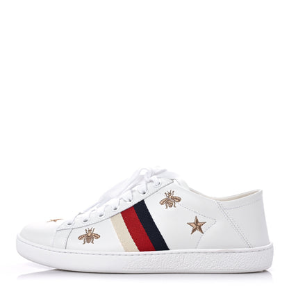 Gucci Calfskin Bee Star Embroidered Sylvie Web Ace Sneakers 39 White 1 of 9