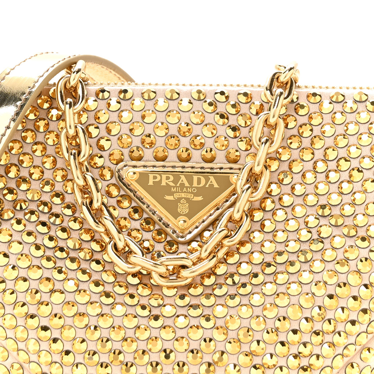 Prada Satin Crystal Triangle Crossbody Pouch Platino 7 of 9