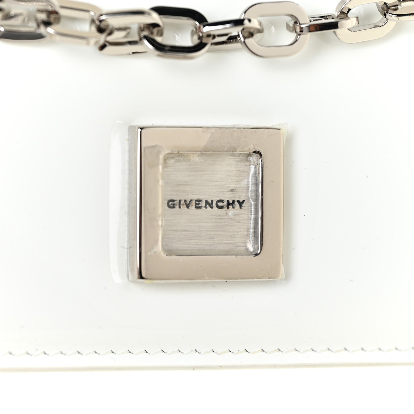 Patent Quilted Small 4G Chain Shoulder Bag White