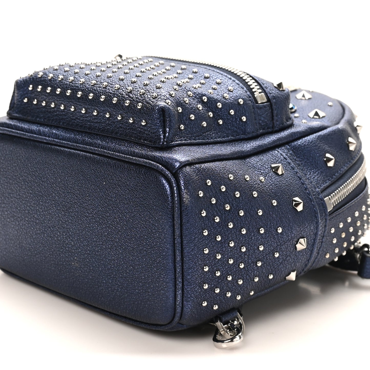 Metallic Calfskin Stud X-Mini Stark Bebe Boo Backpack Blue