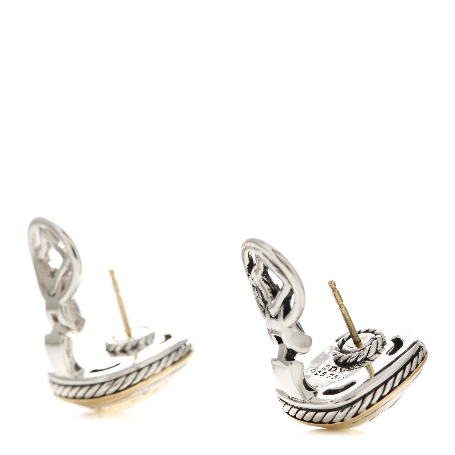 David Yurman Sterling Silver 18K Yellow Gold Citrine 14mm Albion Earrings 3 of 4