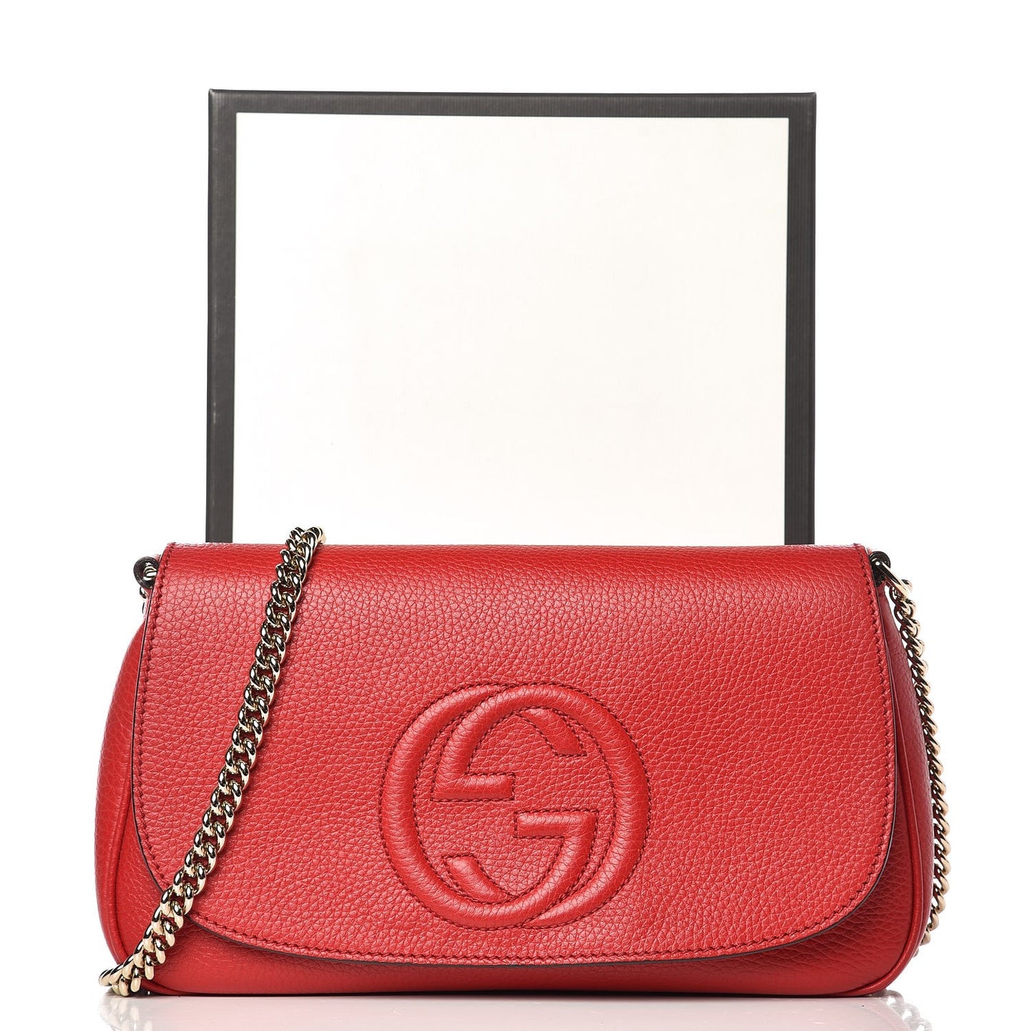 Pebbled Calfskin Medium Soho Flap Crossbody Tabasco Red