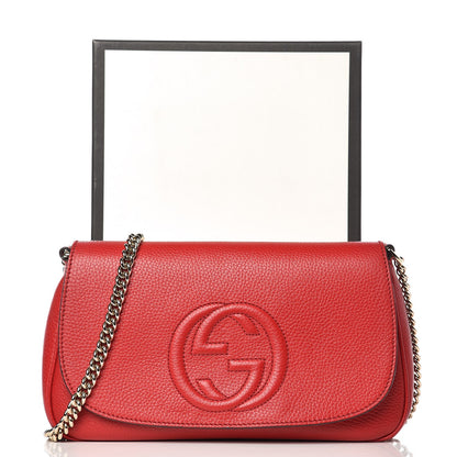 Gucci Pebbled Calfskin Medium Soho Flap Crossbody Tabasco Red 8 of 8