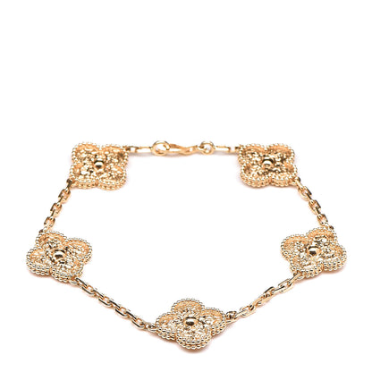 Van Cleef & Arpels 18K Yellow Gold 5 Motifs Vintage Alhambra Bracelet 1 of 6